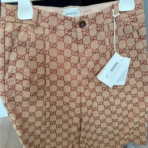 Gucci Kids Tan and Brown Monogram Shorts
